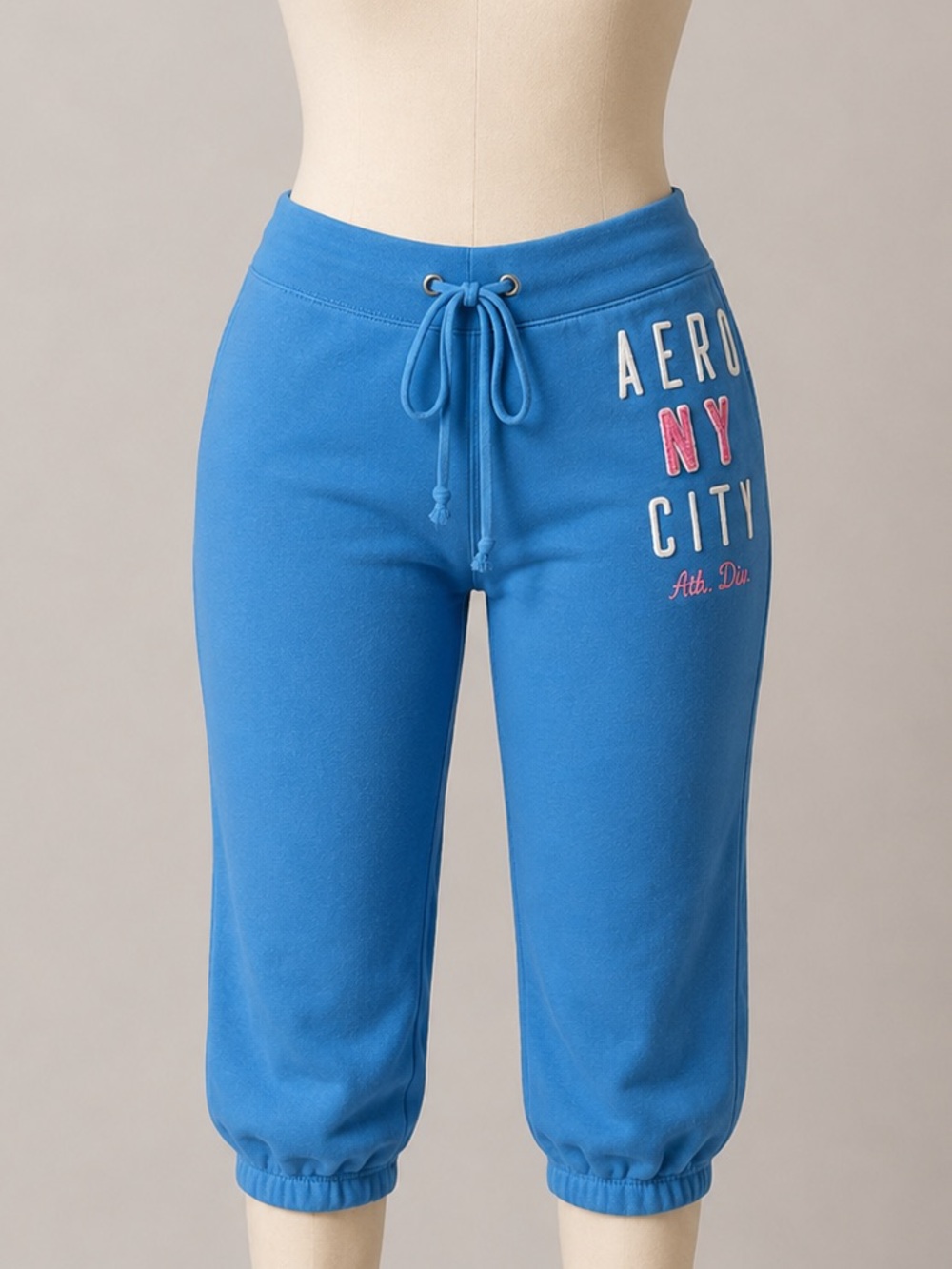 Aeropostal Vintage Sweatpants Cropped Joggers Blue Logo Size Large New York Y2K